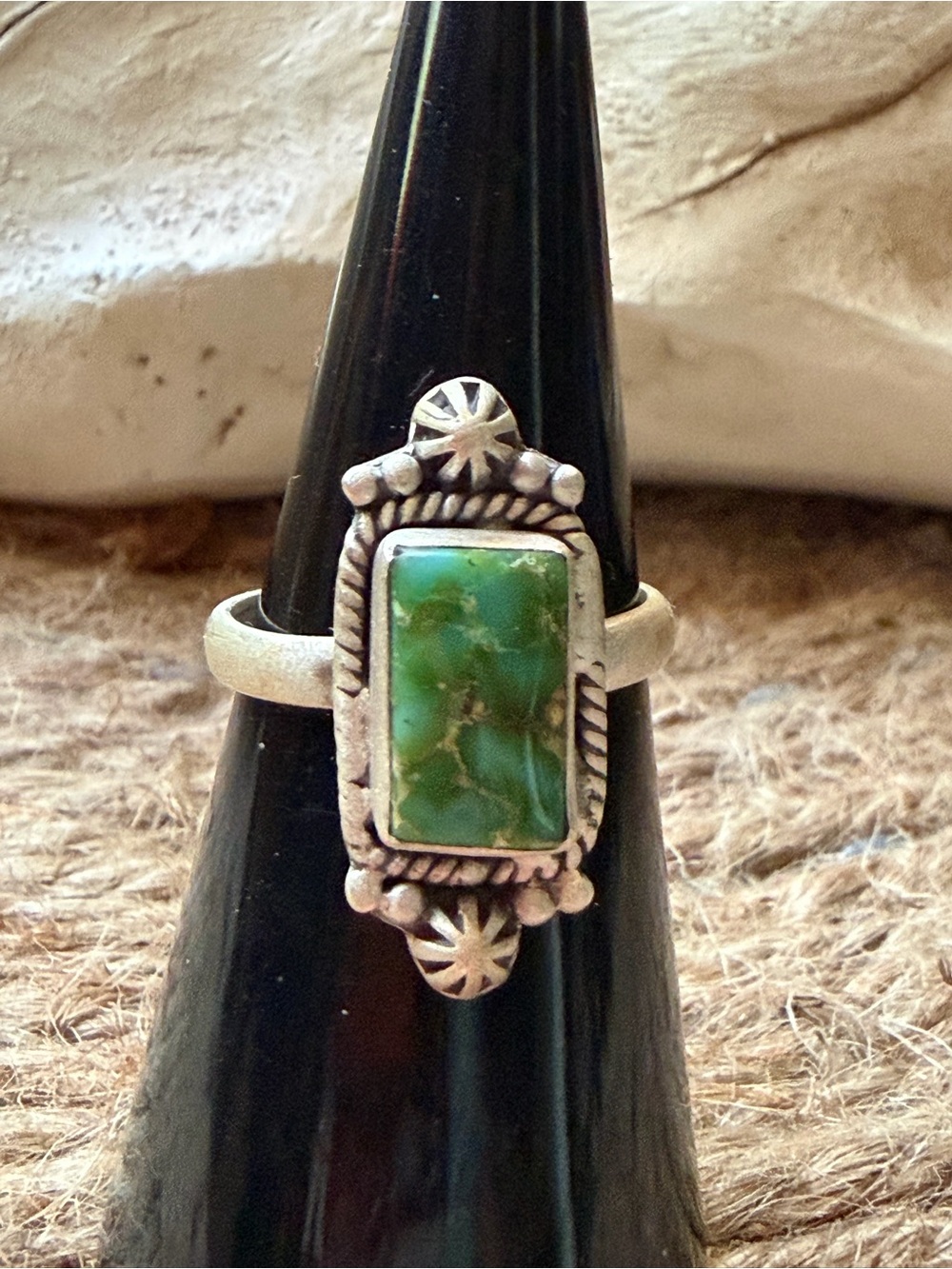 Sonoran Gold Green Turquoise Sterling Style Statement Ring - Women Jewelry